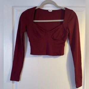 Garage Long Sleeve Tee in Burgundy color Size XS.